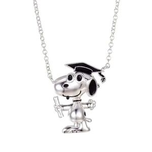 Snoopy Graduated PEANUTS Silver Plated "Snoopy" Graduation Pendant Necklace